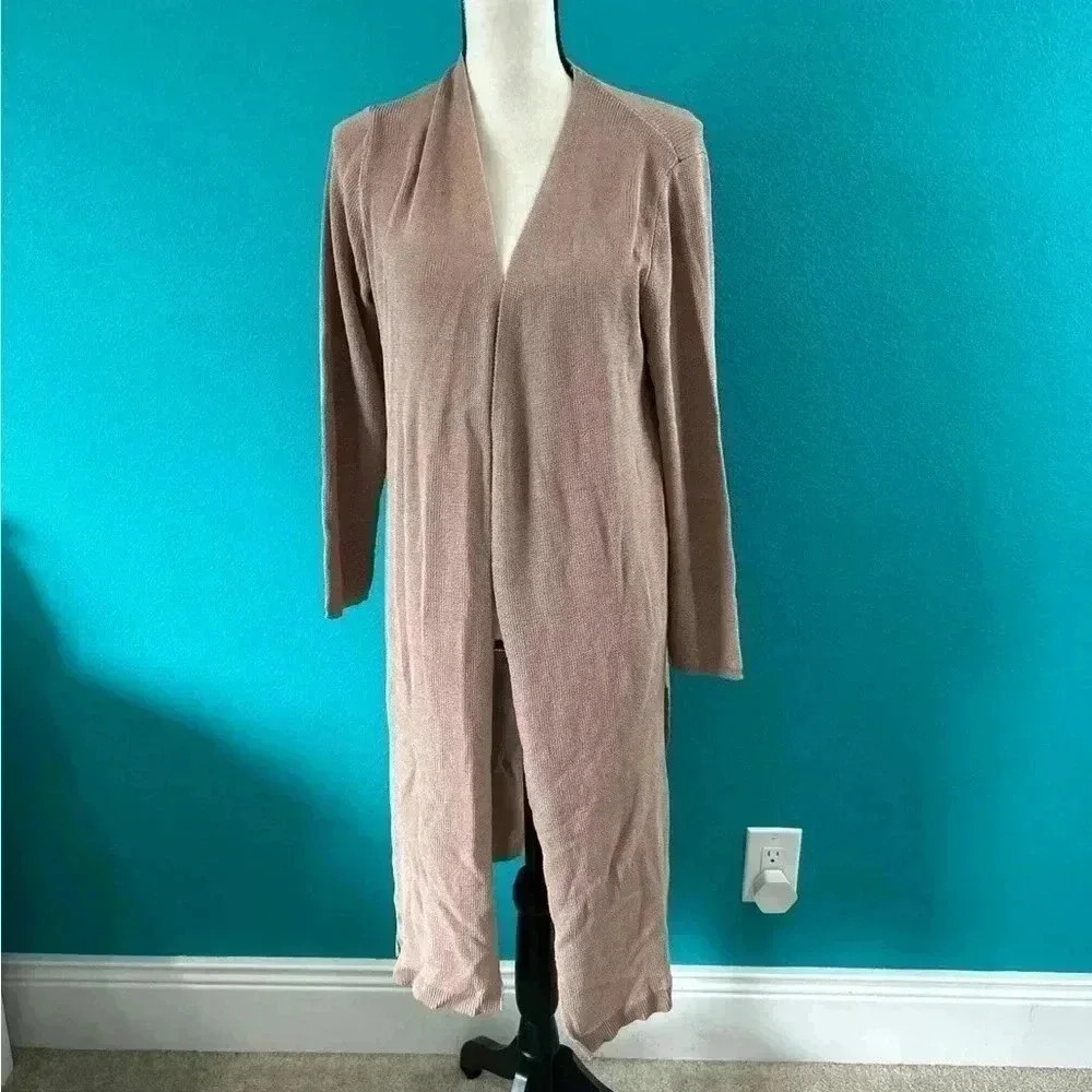 POL Plain Jane Long Basic Cardigan in Dusty Rose pink brown in size small